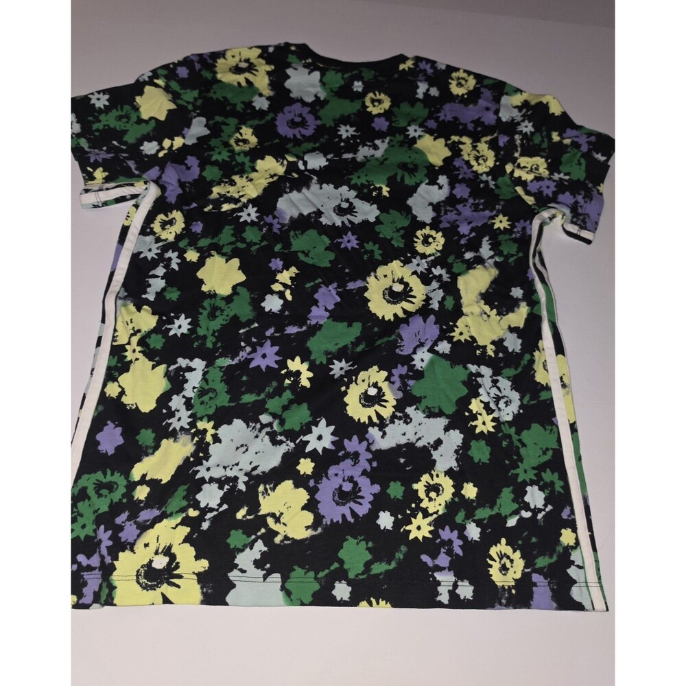 Adidas Originals Floral Striped T Shirt Green Purple Yellow Women Sz S Pre-own